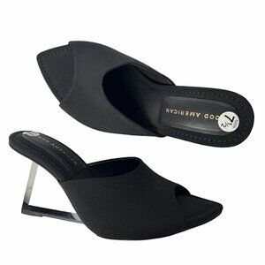 Good American Black Wedge Sandals